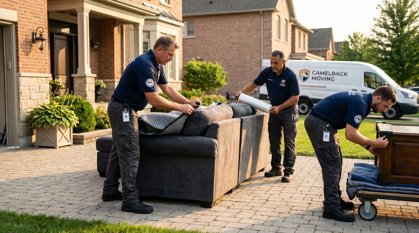Large estate moving crew wrapping furniture in Byram, MS